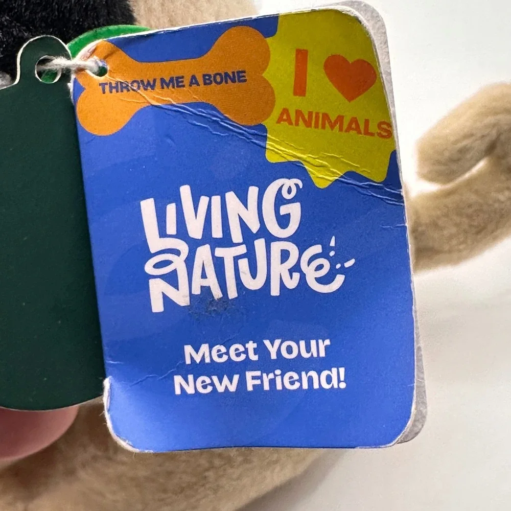 NWT Living Nature Naturli Pug Plush Stuffed Animal Eco Friendly Fawn Dog AN439
